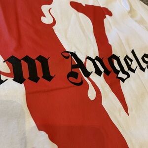 Vlone Palm Angels Red and White Graphic Tee